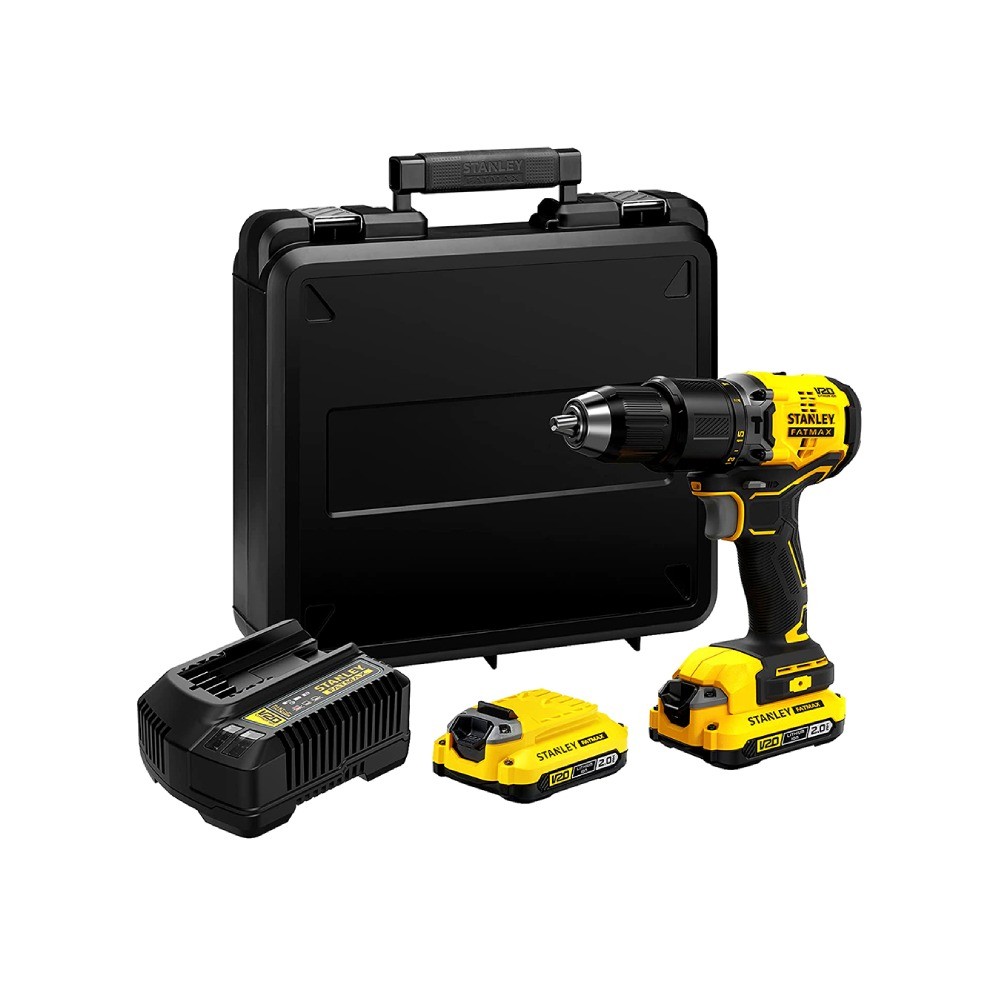ชุดสว่านกระแทกไร้สาย ไร้แปรงถ่าน STANLEY SBD715D2KA B1 20 โวลต์ พร้อมแบตเตอรี 2 0Ah ดอกสว่าน  100 ชิ้น 