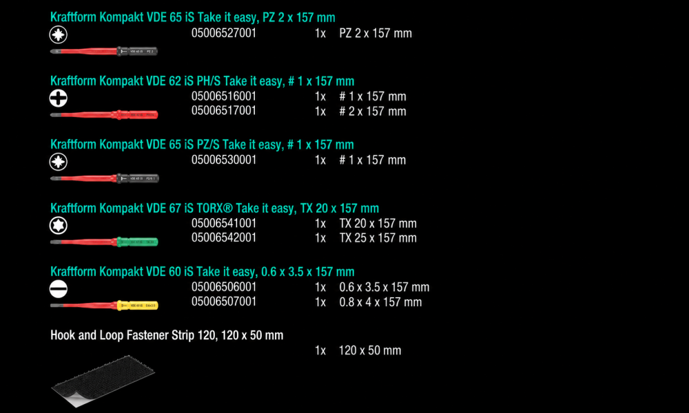 ชุดไขควง Wera Kraftform Kompakt VDE Safe Torque Speed ​​Basic 1 05006634001 ชุด 11 ชิ้น