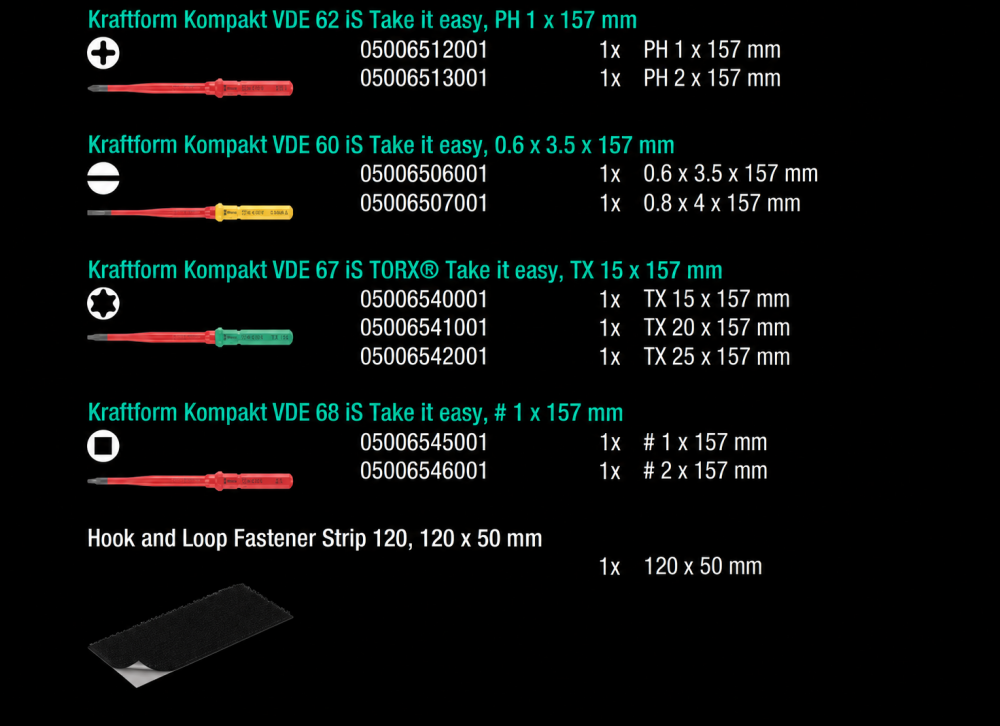 ชุดไขควง Wera Kraftform Kompakt VDE Safe Torque Speed ​​Basic 2 05006635001 ชุด 11 ชิ้น