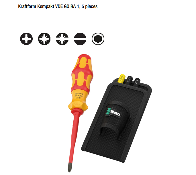 ชุดไขควง Wera Kraftform Kompakt VDE GO RA 1 05006620001 ชุด 5 ชิ้น