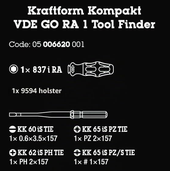 ชุดไขควง Wera Kraftform Kompakt VDE GO RA 1 05006620001 ชุด 5 ชิ้น