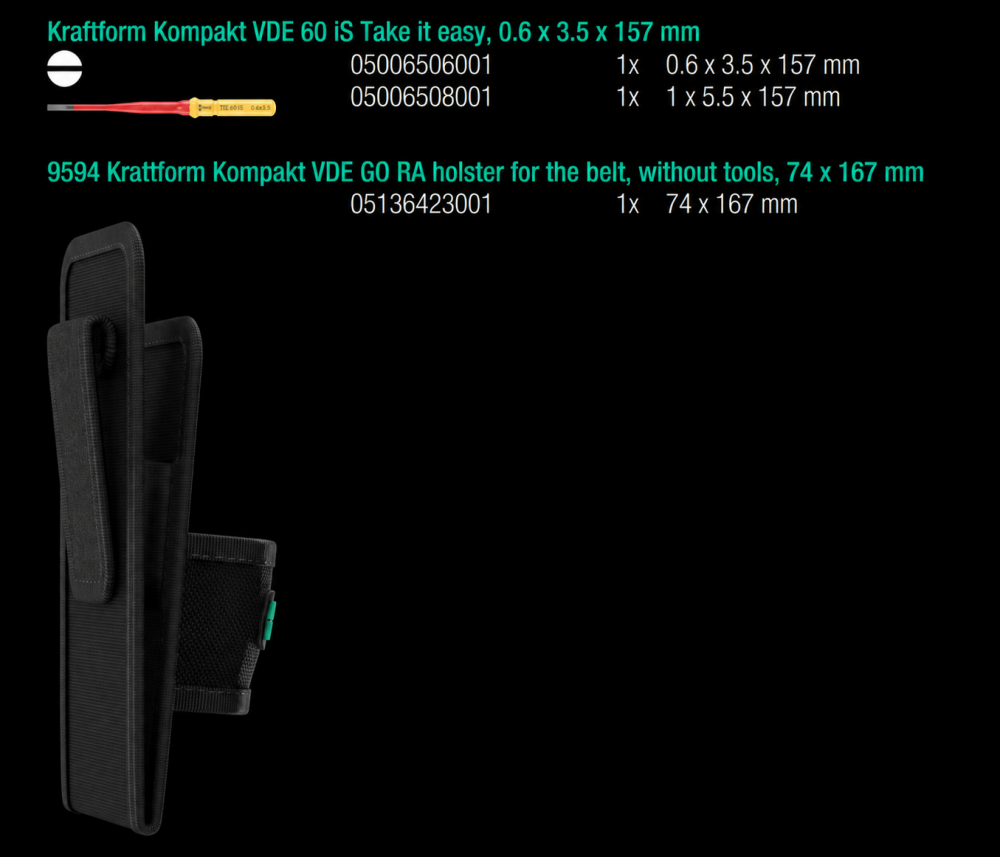 ชุดไขควง Wera Kraftform Kompakt VDE GO RA 2 05006621001 ชุด 5 ชิ้น