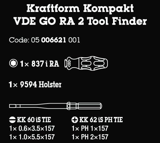 ชุดไขควง Wera Kraftform Kompakt VDE GO RA 2 05006621001 ชุด 5 ชิ้น