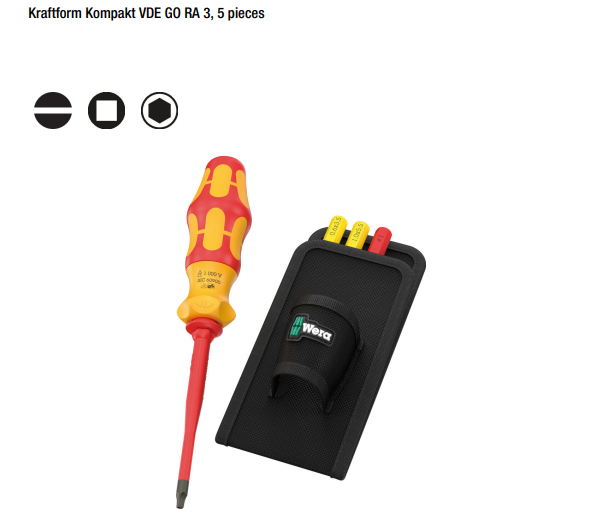 ชุดไขควง Wera Kraftform Kompakt VDE GO RA 3 05006622001 ชุด 5 ชิ้น