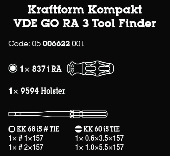 ชุดไขควง Wera Kraftform Kompakt VDE GO RA 3 05006622001 ชุด 5 ชิ้น