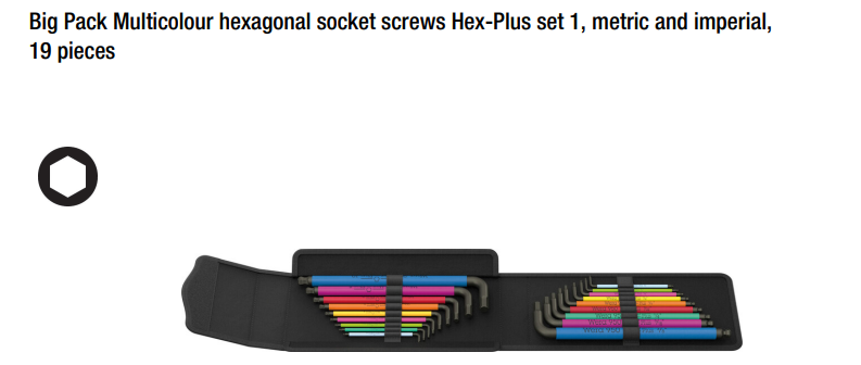 ประแจหกเหลี่ยม Wera Big Pack Multicolour hexagonal socket screws Hex Plus set 1 05133286001
