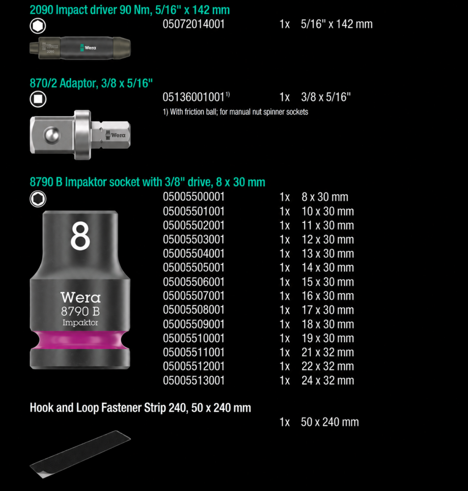ชุดบล็อก Wera 2090 16 Impaktor impact screwdriver set 1 ขนาด 3 8  05072018001 ชุด 16 ชิ้น