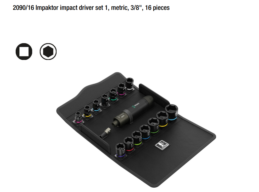 ชุดบล็อก Wera 2090 16 Impaktor impact screwdriver set 1 ขนาด 3 8  05072018001 ชุด 16 ชิ้น