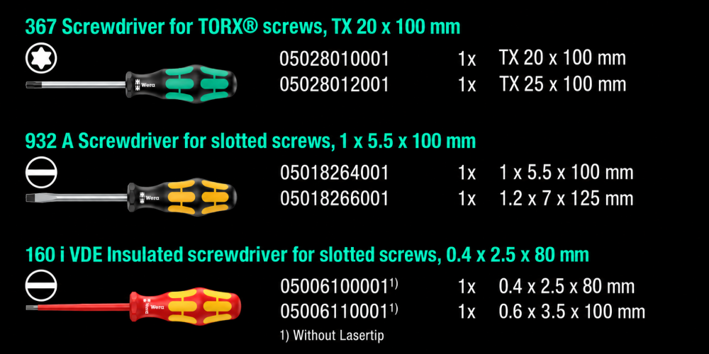 ชุดไขควง Wera 9559 Tool bucket organizer screwdriver set 1 05105100001 ชุด 13 ชิ้น