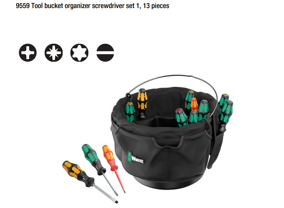 ชุดไขควง Wera 9559 Tool bucket organizer screwdriver set 1 05105100001 ชุด 13 ชิ้น