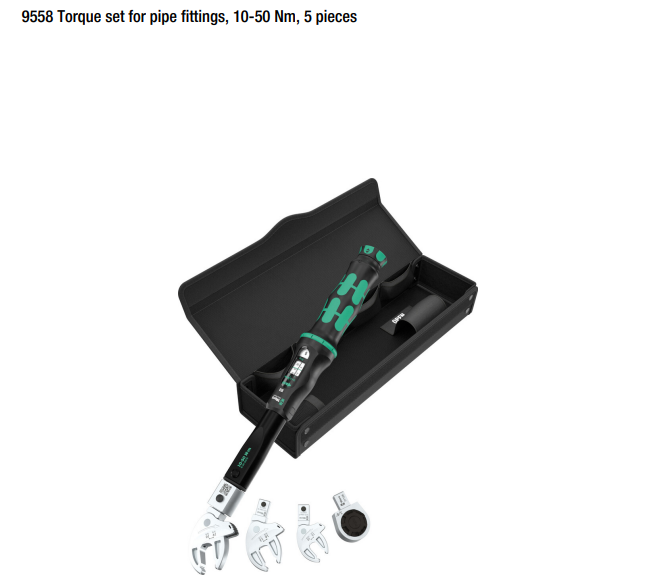 ประแจปอนด์ Wera 9558 Torque set for pipe fittings  10 50 Nm 05136062001  5 ชิ้น 