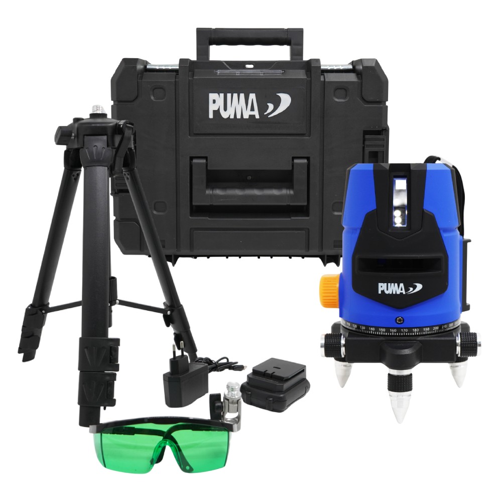 เลเซอร์วัดระดับ PUMA PM 5LSGT2 แบบ 5 เส้น แสงสีเขียว ระยะการทำงาน 30 เมตร