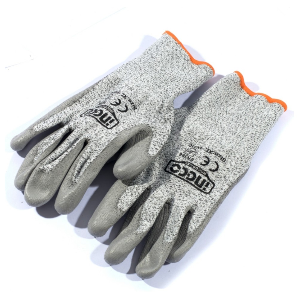 ถุงมือเซฟตี้ INGCO HGCG02 XL เคลือบวัสดุ PU กันบาด ไซส์ XL