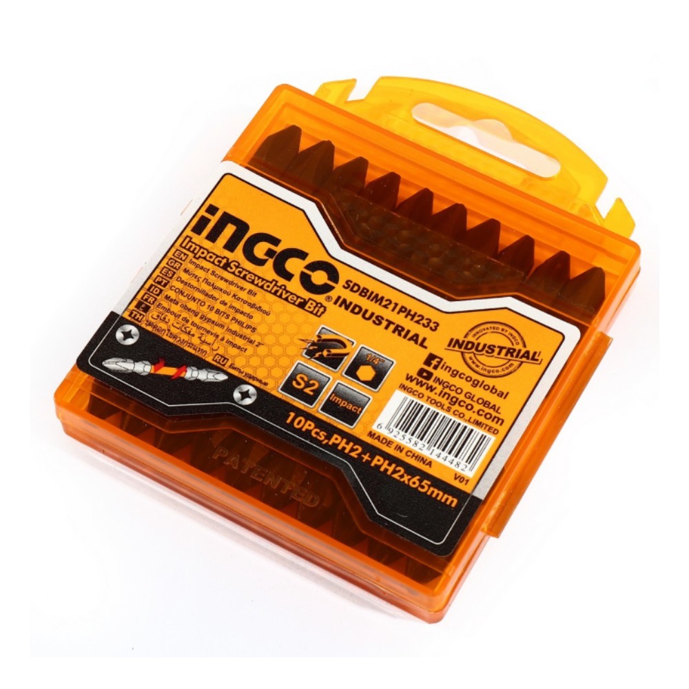 ดอกไขควง INGCO SDBIM21PH233 ขนาด PH2 x 65 มม   10 ดอก ชุด 