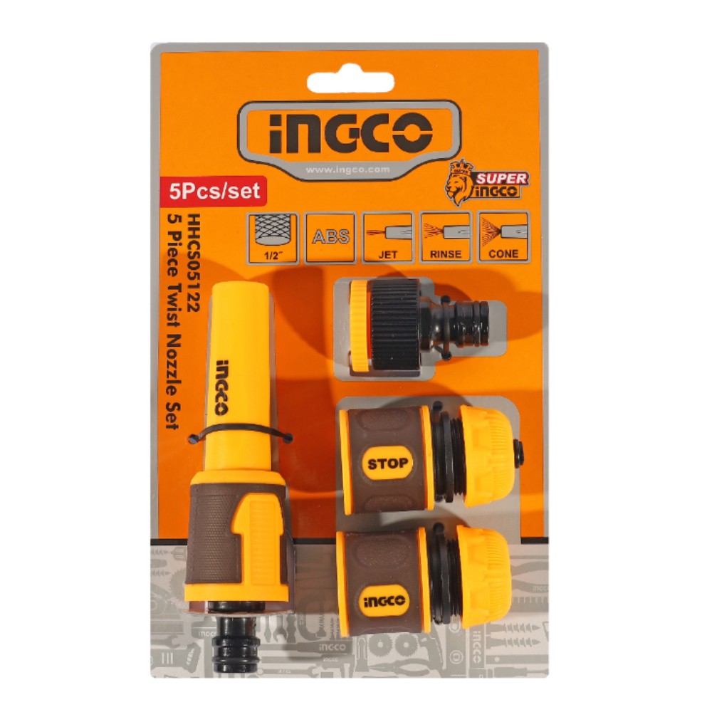 ชุดข้อต่อสายยาง INGCO HHCS05122 ขนาด 1 2 นิ้ว  5 ชิ้น ชุด 