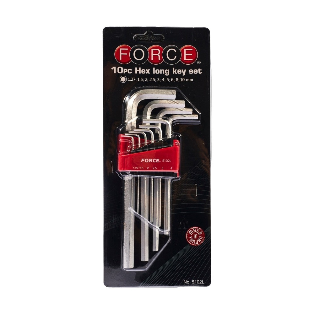ชุดประแจแอลหกเหลี่ยม FORCE F131 5102L ก้านยาว ขนาด 1 27–10 มม 