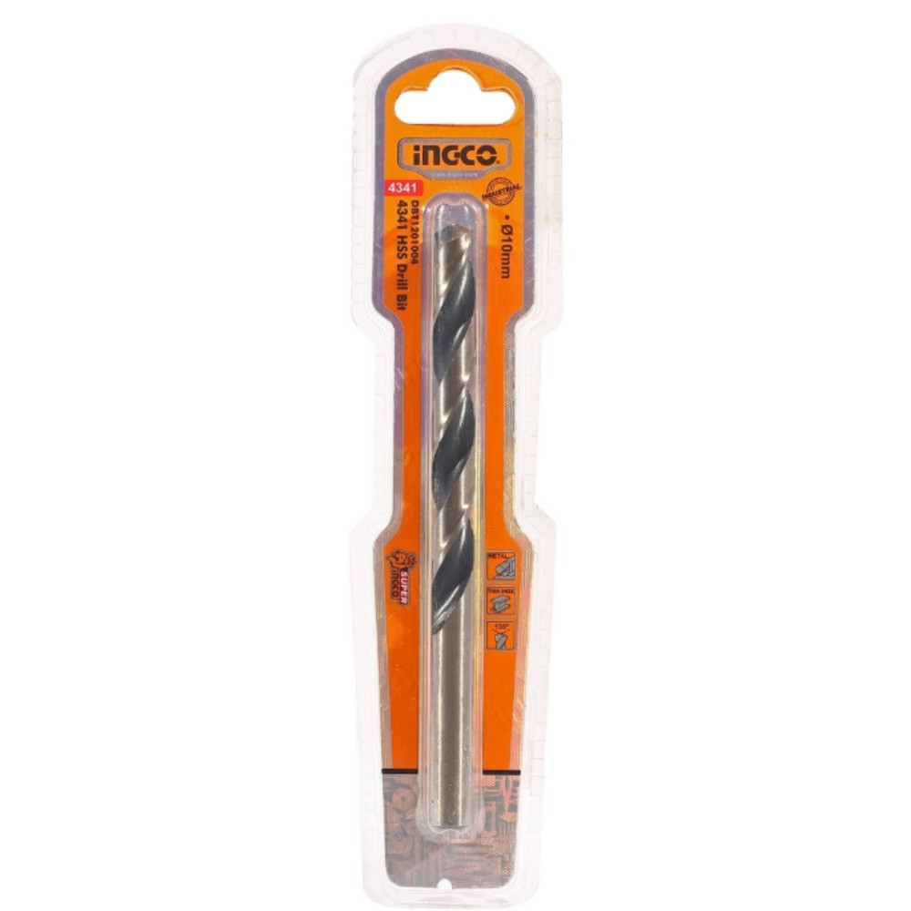 ดอกสว่านเจาะเหล็ก HSS 4341 INGCO DBT1201004 ขนาด 10 มม 