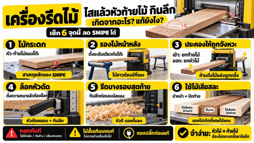 ทำไม เครื่องรีดไม้ ไสแล้ว หัวท้ายไม้เป็นรอยลึก หาสาเหตุ และวิธีแก้