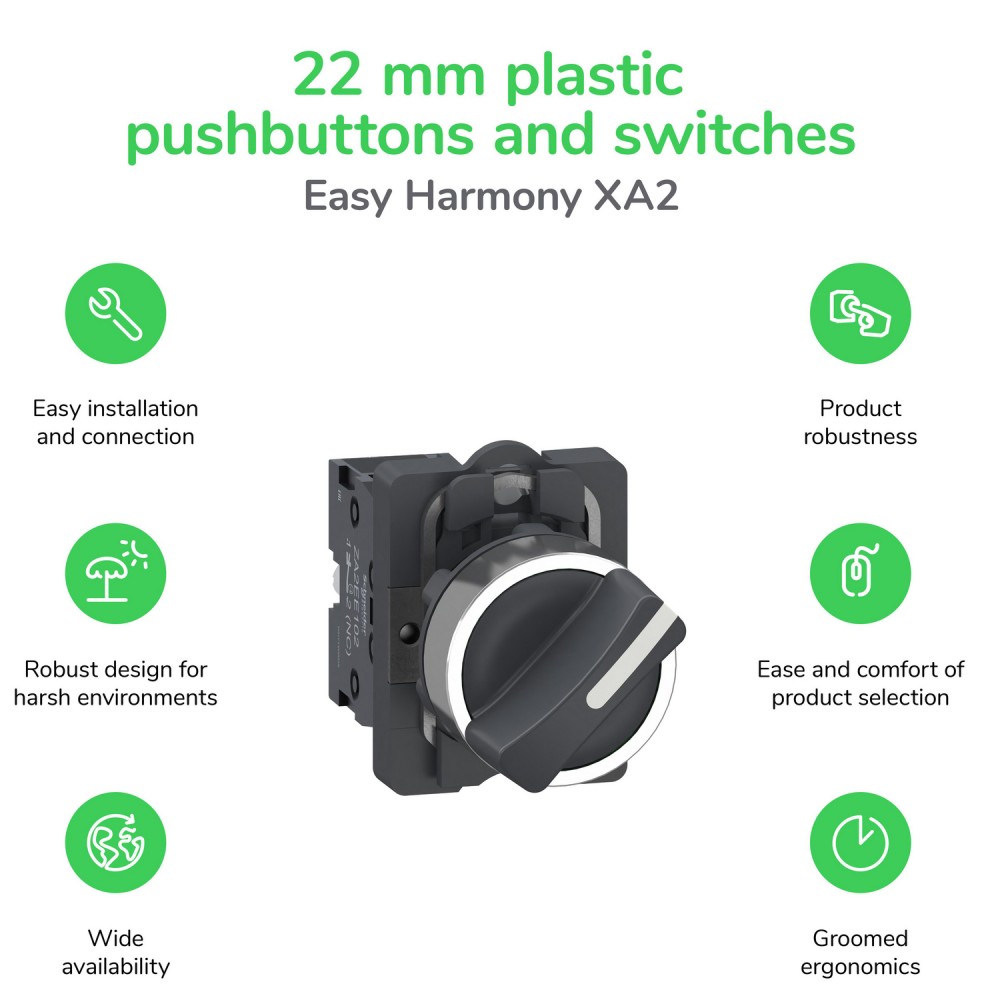 สวิตซ์ปุ่มกด SCHNEIDER XA2AA11 แบบหัวเรียบ สีขาว