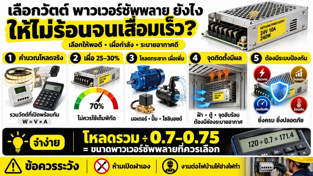 เลือกวัตต์ พาวเวอร์ซัพพลาย ยังไง เผื่อเท่าไหร่ ถึงไม่ร้อนจนเสื่อมเร็ว เลือกวัตต์ พาวเวอร์ซัพพลาย ยังไง เผื่อเท่าไหร่ ถึงไม่ร้อนจนเสื่อมเร็ว