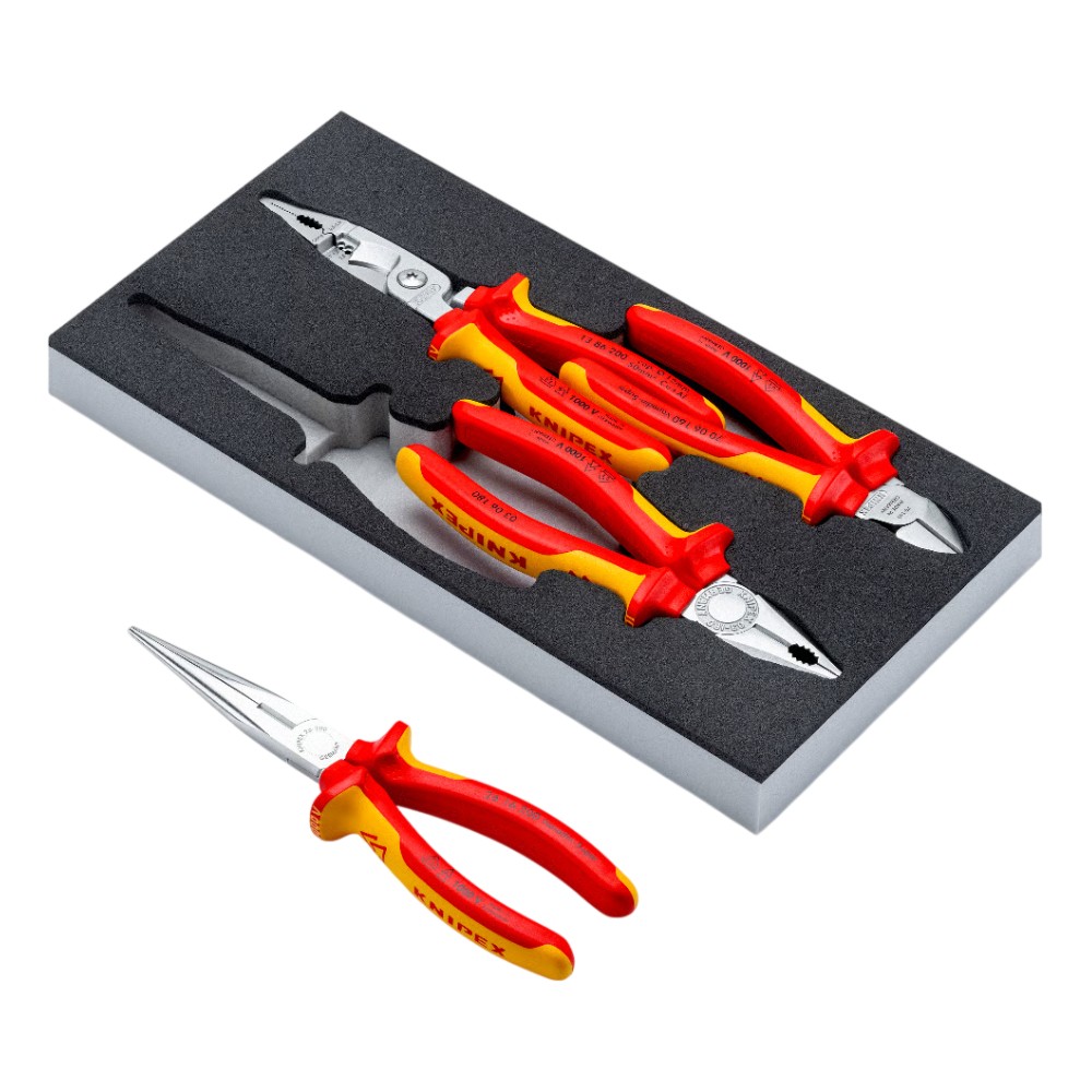 ชุดคีม KNIPEX VDE Chrome I 00 20 01 V20 พร้อมถาดโฟม  4 ชิ้น 