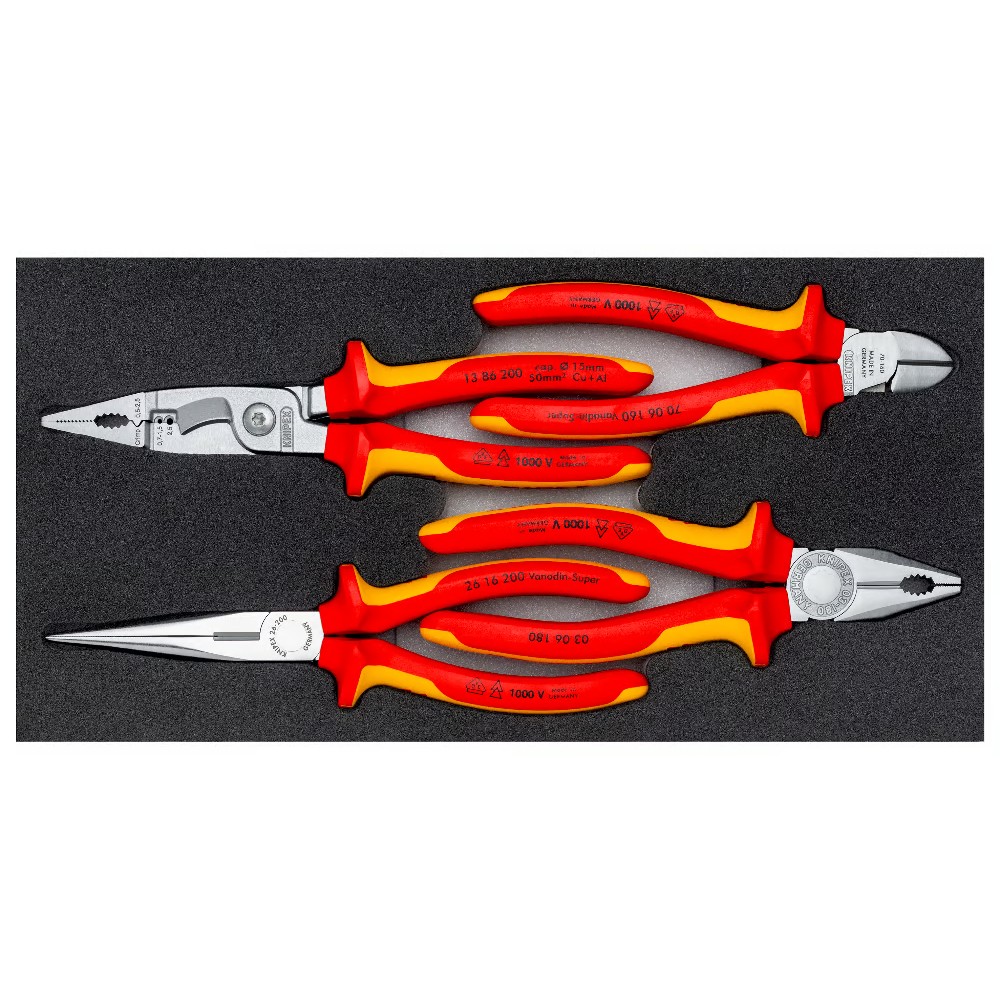 ชุดคีม KNIPEX VDE Chrome I 00 20 01 V20 พร้อมถาดโฟม  4 ชิ้น 