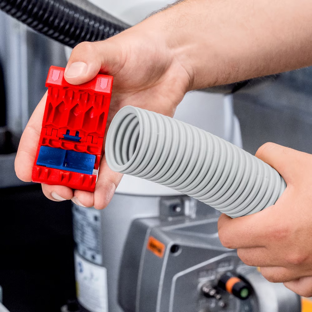คัตเตอร์ตัดท่อ KNIPEX BiX® 90 22 10 V01 ยาว 72 มม  พร้อมเพลตเสริมสำหรับตัดท่อลูกฟูก