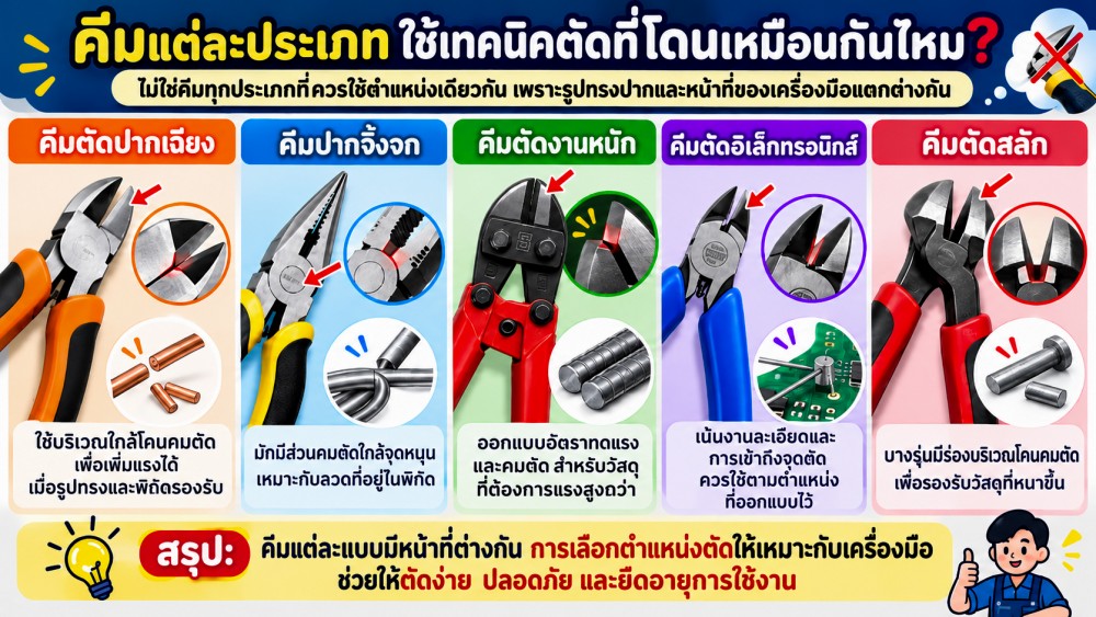 ทำไมใช้ คีม ตัดที่โคนง่ายกว่าที่ปลาย เทคนิคใช้แรงโดยไม่ต้องบีบสุดมือ