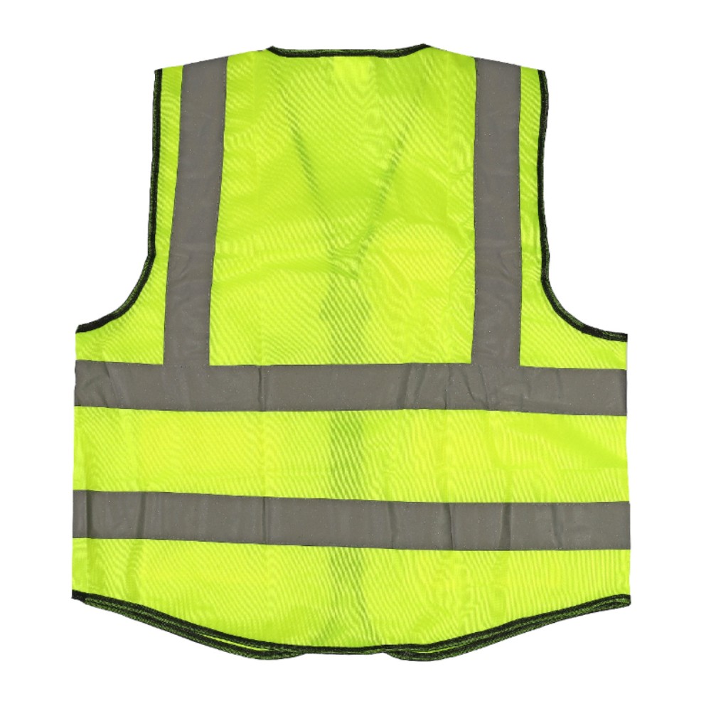 เสื้อกั๊กสะท้อนแสง POLO สีเขียว แบบรูดซิป มีกระเป๋า