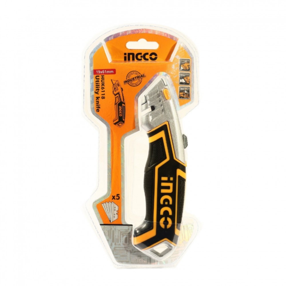 มีดคัตเตอร์อเนกประสงค์ INGCO HUK6118 ขนาด 180 x 45 มม   5 ชิ้น 