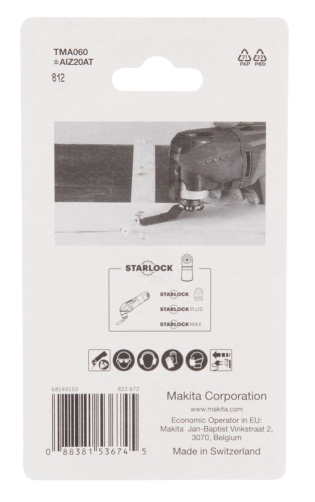 ใบมัลติทูล ใบตัดเหลี่ยมโลหะเอนกประสงค์ ชุด 5 ใบ MAKITA TMA060 ขนาด 20×40mm. (B-64945-5) (STARLOCK)