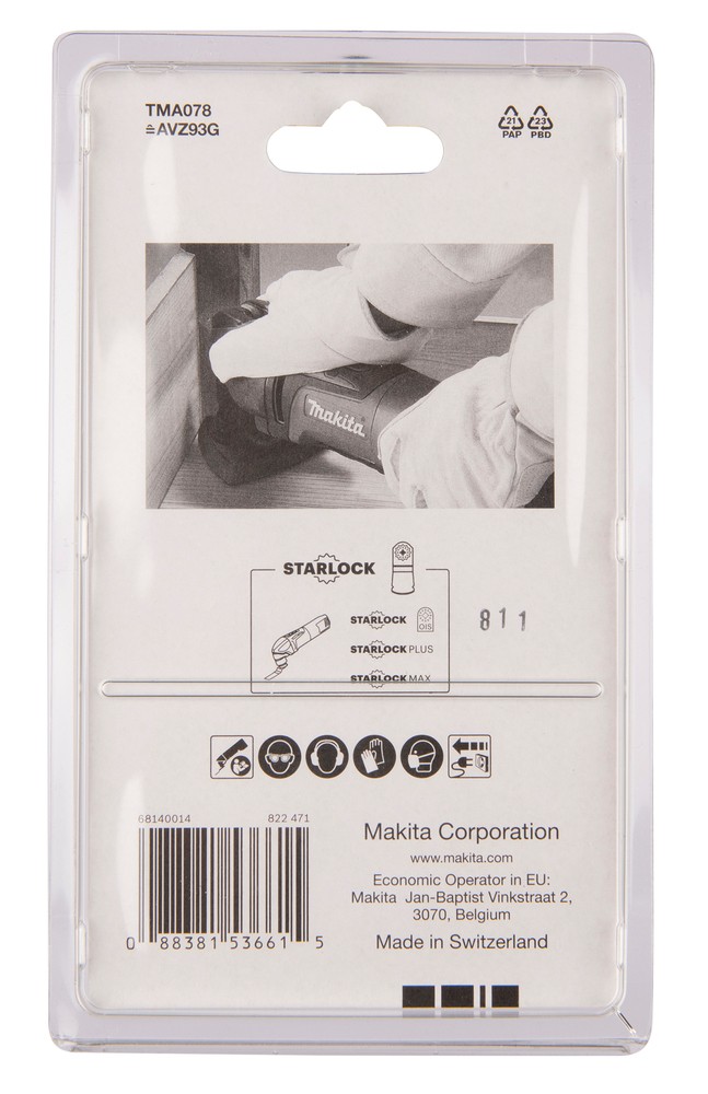 ใบมัลติทูล ฐานขัดกระดาษทราย สามเหลี่ยม MAKITA TMA078 ขนาด 93mm (B-65115) (STARLOCK)