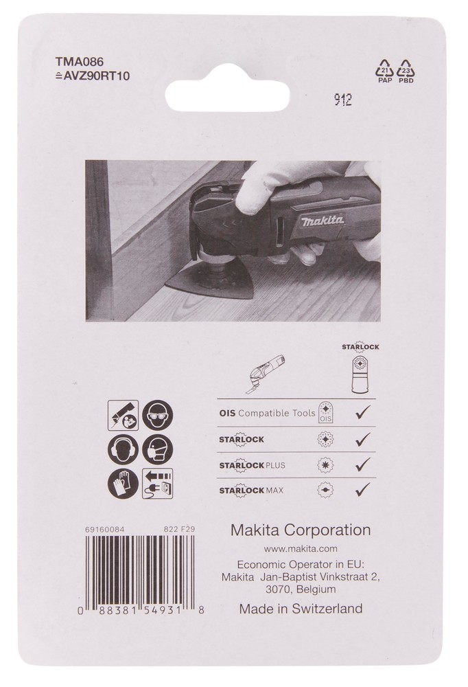 ใบมัลติทูล ฐานขัดกระดาษทราย สามเหลี่ยม #100 MAKITA TMA086 ขนาด 90mm (B-69820) (STARLOCK)