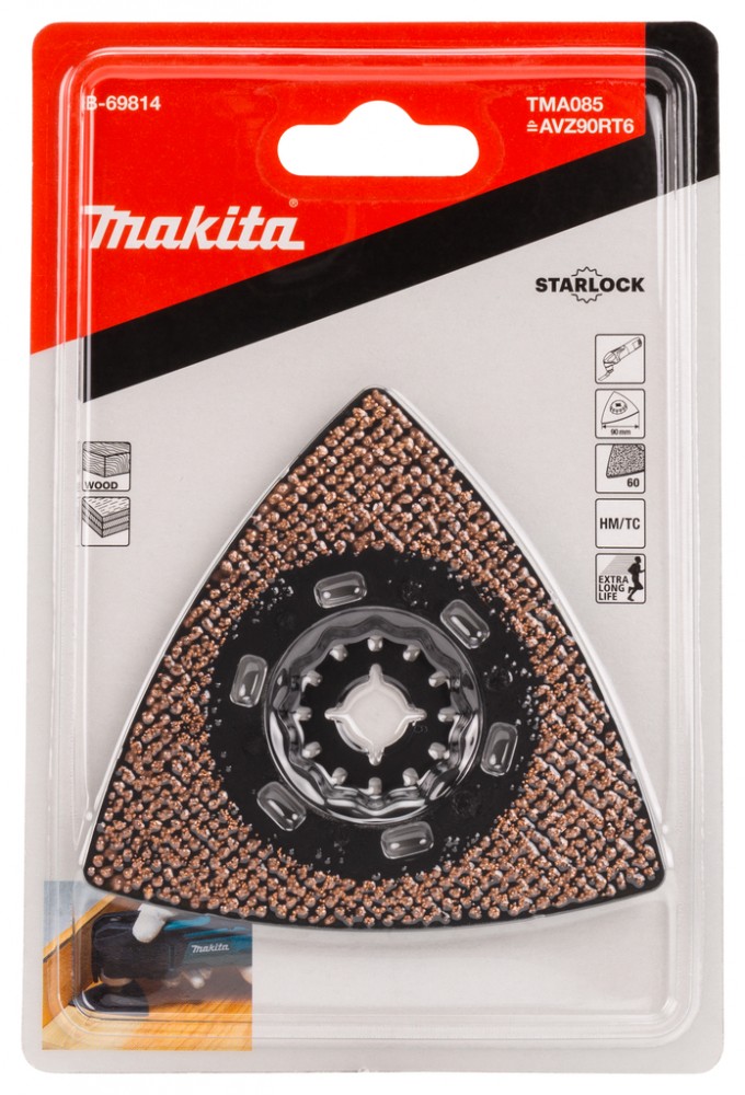 ใบมัลติทูล ฐานขัดกระดาษทราย สามเหลี่ยม #60 MAKITA TMA085 ขนาด 90mm (B-69814) (STARLOCK)