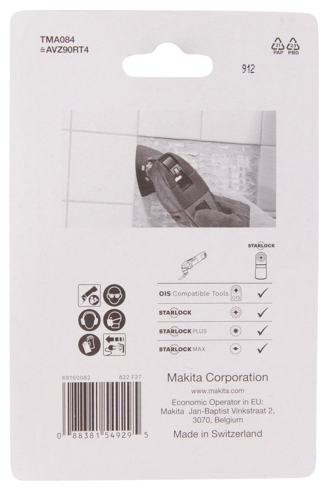 ใบมัลติทูล ฐานขัดกระดาษทราย สามเหลี่ยม #40 MAKITA TMA084 ขนาด 90mm (B-69808) (STARLOCK)