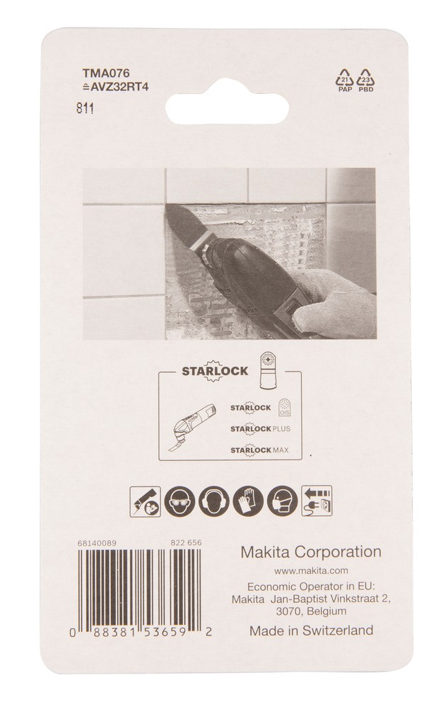ใบมัลติทูล ใบคาร์ไบด์เซาะกระเบื้อง MAKITA TMA076 ขนาด 32×50mm (B-65090) (STARLOCK)