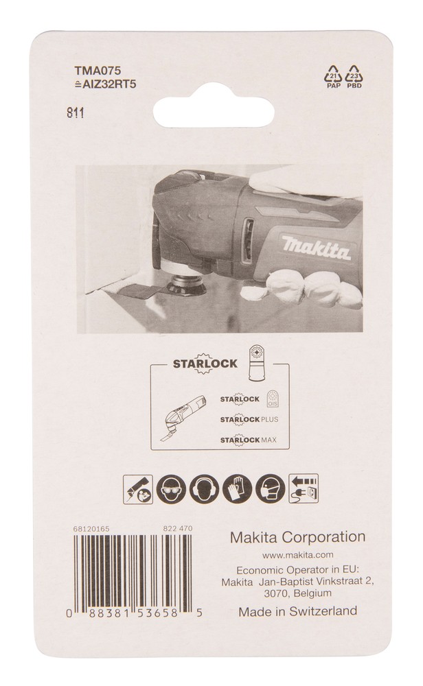 ใบมัลติทูล ใบคาร์ไบด์เซาะกระเบื้อง MAKITA TMA075 ขนาด 32×30mm (B-65084) (STARLOCK)