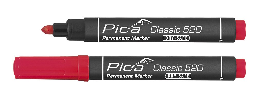 ปากกาเมจิกเขียนงาน PICA Classic 520 สีแดง Permanent Marker
