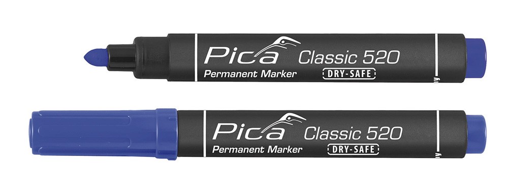 ปากกาเมจิกเขียนงาน หัวกลม PICA Classic 520 สีน้ำเงิน Permanent Marker