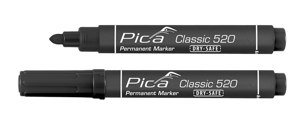 ปากกาเมจิกเขียนงาน หัวกลม PICA Classic 520 สีดำ Permanent Marker