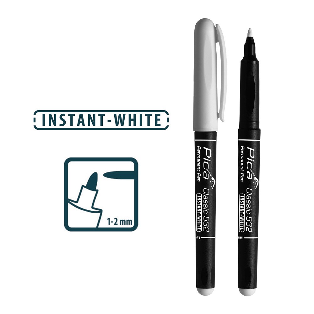 ปากกาเคมีเขียนงาน หัวกลมเล็ก PICA Classic 532 สีขาว INSTANT-WHITE Marker/Pen