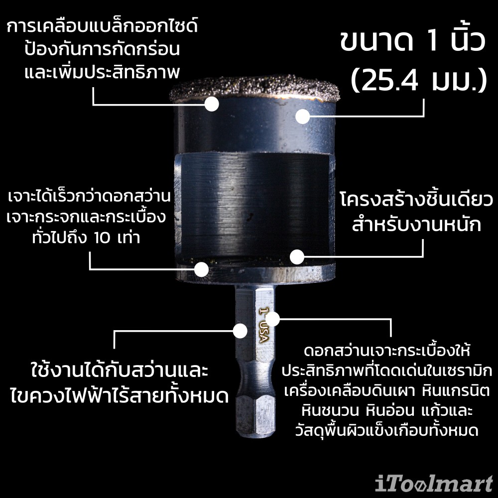 ดอกสว่านเจาะกระเบื้อง MONTANA MB-65207 ขนาด 1 นิ้ว 25.4 mm