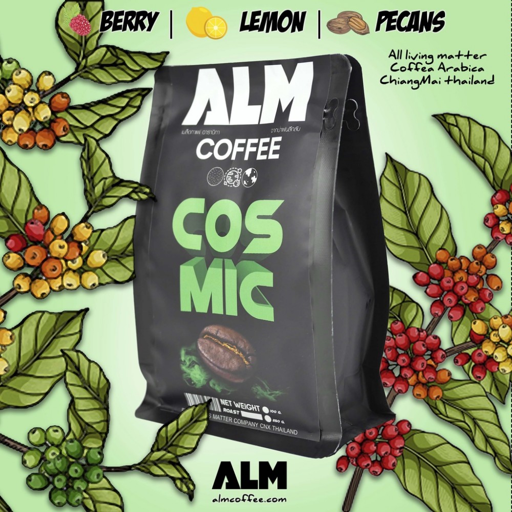 เมล็ดกาแฟ ALM COSMIC ขนาด 250 กรัม เมล็ดใหญ่ เกรด AA