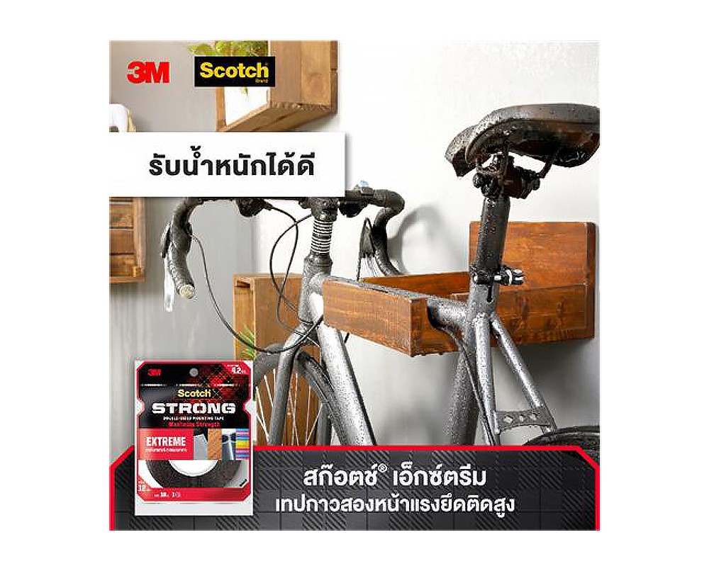 เทป 2 หน้าแรงยึดติดสูง 3M Scotch Extreme Tape  หน้ากว้าง 12 มม. X 10 ม. หนา 1.14 มม.