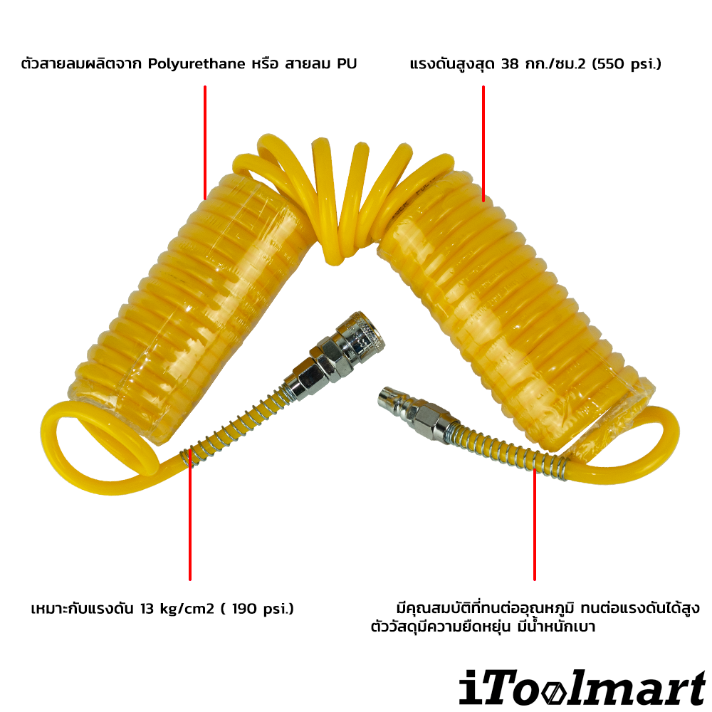 สายลมแบบสปริง TIGER PU HOSE ขนาด 5x8 mm. 7 เมตร