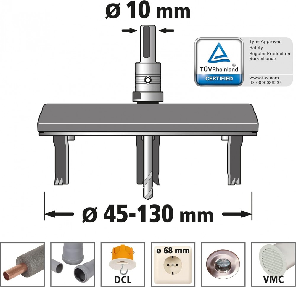 Wolfcraft 5978000 Holesaw adjustable ø 45-130 mm