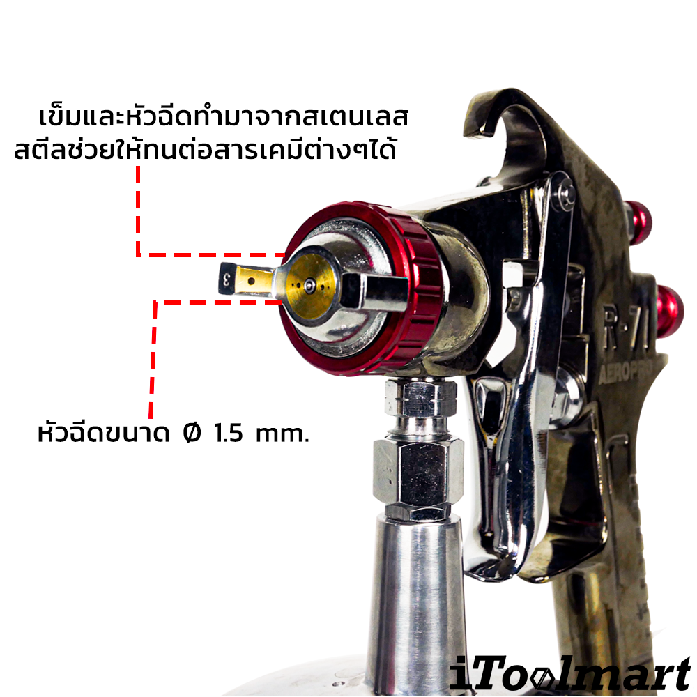 กาพ่นสี 600CC AEROPRO W71S กาล่าง หัวพ่น 1.5 mm.