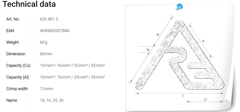 หัวย้ำ ดายย้ำ Rennsteig 633 401 3 Indent-Die Set 10/16/25/35mm² สำหรับเครื่องย้ำสาย MPZ 55