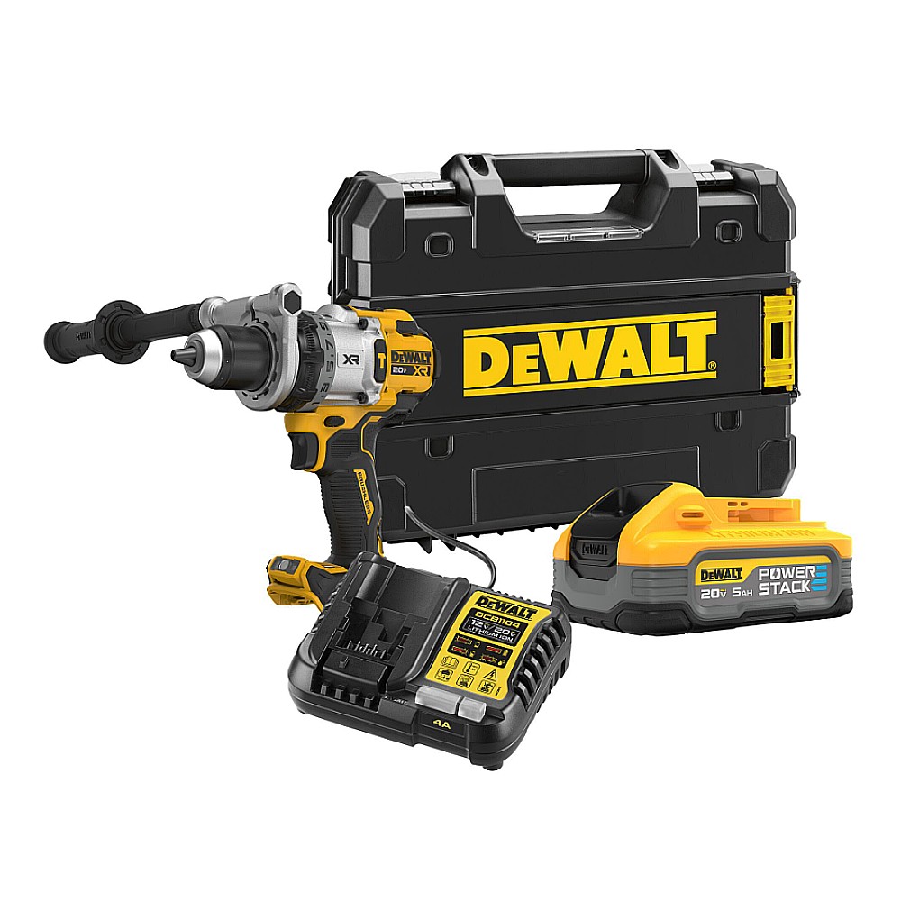 ชุดสว่านกระแทกไร้สาย DeWALT DCD1007H1T-B1 มาพร้อมแบตเตอรี่ + แท่นชาร์จ มอเตอร์ไร้แปรงถ่าน 20V Max