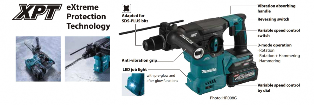 สว่านโรตารี่ไร้สาย MAKITA HR008GZ SDS-Plus ขนาด 30 มม. 40Vmax (ตัวเปล่า)